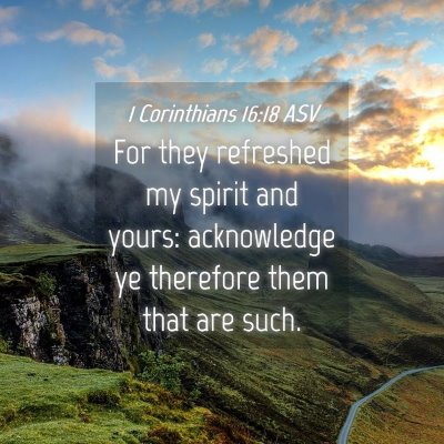 Picture 04 - 1 Corinthians 16:18 ASV - For they refreshed my spirit and yours: - Bible Verse Picture