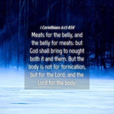 Picture 04 - 1 Corinthians 6:13 ASV - Meats for the belly, and the belly for meats: but - Bible Verse Picture
