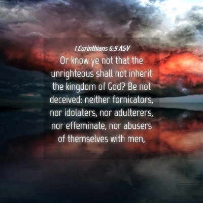Picture 04 - 1 Corinthians 6:9 ASV - Or know ye not that the unrighteous shall not - Bible Verse Picture