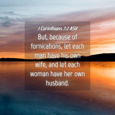 Picture 04 - 1 Corinthians 7:2 ASV - But, because of fornications, let each man have - Bible Verse Picture