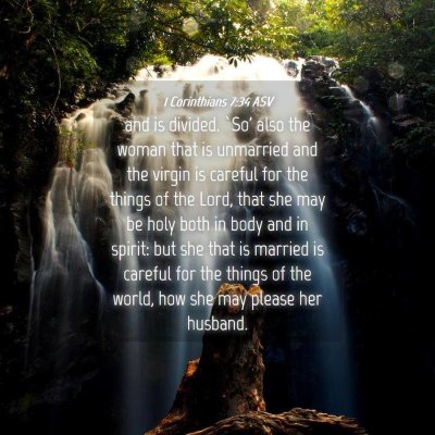 Picture 04 - 1 Corinthians 7:34 ASV - and is divided. `So' also the woman that is - Bible Verse Picture