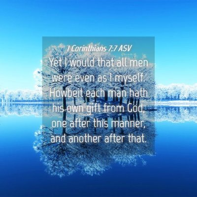 Picture 04 - 1 Corinthians 7:7 ASV - Yet I would that all men were even as I myself. - Bible Verse Picture