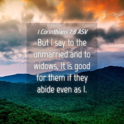Picture 04 - 1 Corinthians 7:8 ASV - But I say to the unmarried and to widows, It is - Bible Verse Picture
