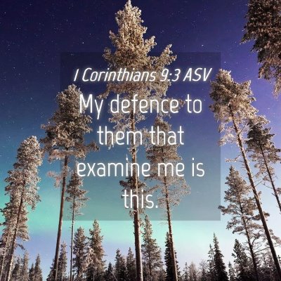 Picture 04 - 1 Corinthians 9:3 ASV - My defence to them that examine me is - Bible Verse Picture