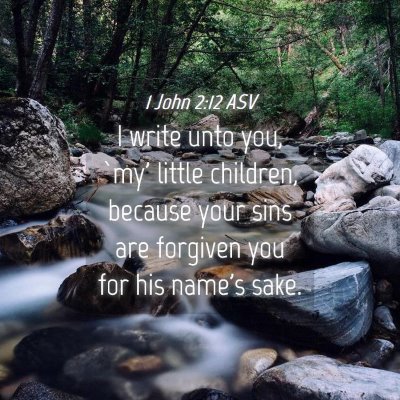 Picture 04 - 1 John 2:12 ASV - I write unto you, `my' little children, because - Bible Verse Picture