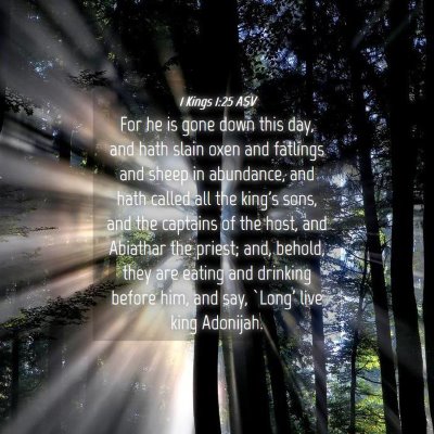 Picture 04 - 1 Kings 1:25 ASV - For he is gone down this day, and hath slain oxen - Bible Verse Picture