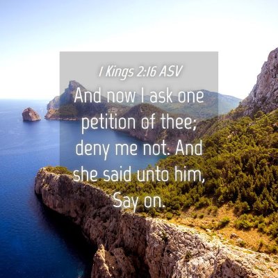 Picture 04 - 1 Kings 2:16 ASV - And now I ask one petition of thee; deny me not. - Bible Verse Picture