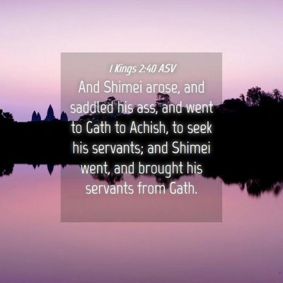 Picture 04 - 1 Kings 2:40 ASV - And Shimei arose, and saddled his ass, and went - Bible Verse Picture