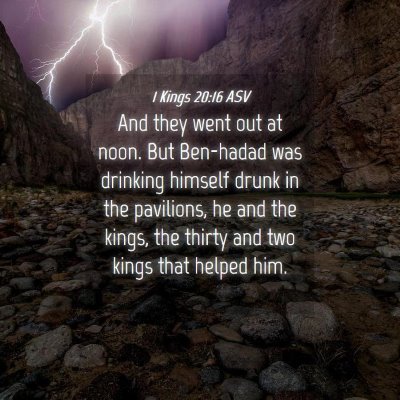 Picture 04 - 1 Kings 20:16 ASV - And they went out at noon. But Ben-hadad was - Bible Verse Picture