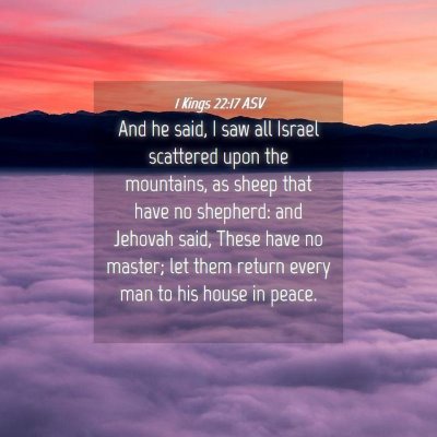 Picture 04 - 1 Kings 22:17 ASV - And he said, I saw all Israel scattered upon the - Bible Verse Picture