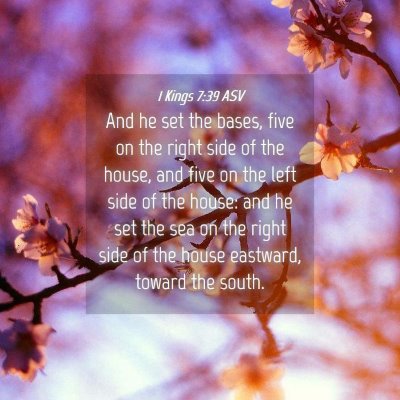 Picture 04 - 1 Kings 7:39 ASV - And he set the bases, five on the right side of - Bible Verse Picture