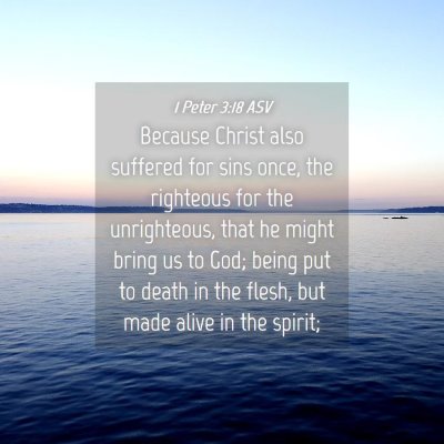 Picture 04 - 1 Peter 3:18 ASV - Because Christ also suffered for sins once, the - Bible Verse Picture