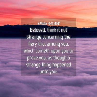 Picture 04 - 1 Peter 4:12 ASV - Beloved, think it not strange concerning the - Bible Verse Picture