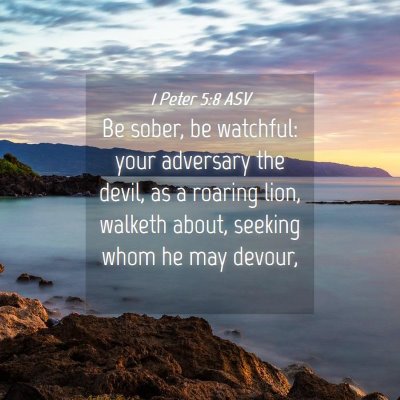 Picture 04 - 1 Peter 5:8 ASV - Be sober, be watchful: your adversary the devil, - Bible Verse Picture