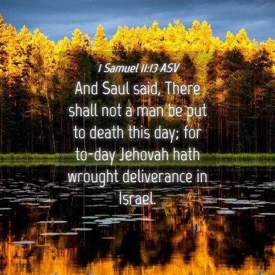 Picture 04 - 1 Samuel 11:13 ASV - And Saul said, There shall not a man be put to - Bible Verse Picture