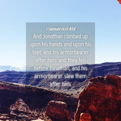 Picture 04 - 1 Samuel 14:13 ASV - And Jonathan climbed up upon his hands and upon - Bible Verse Picture