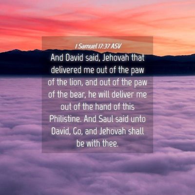 Picture 04 - 1 Samuel 17:37 ASV - And David said, Jehovah that delivered me out of - Bible Verse Picture