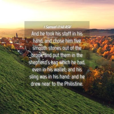 Picture 04 - 1 Samuel 17:40 ASV - And he took his staff in his hand, and chose him - Bible Verse Picture