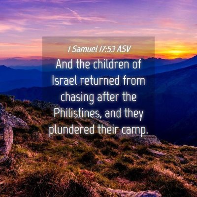 Picture 04 - 1 Samuel 17:53 ASV - And the children of Israel returned from chasing - Bible Verse Picture
