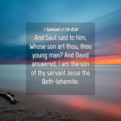 Picture 04 - 1 Samuel 17:58 ASV - And Saul said to him, Whose son art thou, thou - Bible Verse Picture