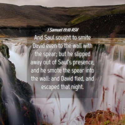 Picture 04 - 1 Samuel 19:10 ASV - And Saul sought to smite David even to the wall - Bible Verse Picture