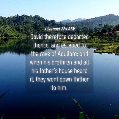 Picture 04 - 1 Samuel 22:1 ASV - David therefore departed thence, and escaped to - Bible Verse Picture