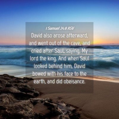 Picture 04 - 1 Samuel 24:8 ASV - David also arose afterward, and went out of the - Bible Verse Picture