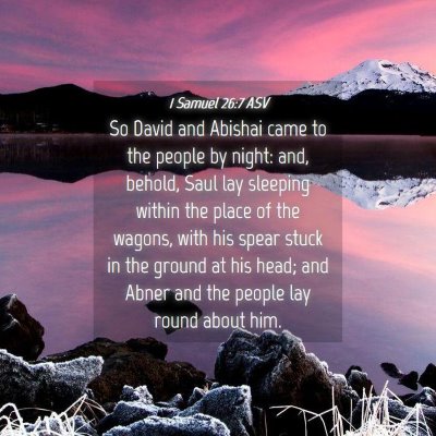 Picture 04 - 1 Samuel 26:7 ASV - So David and Abishai came to the people by night: - Bible Verse Picture