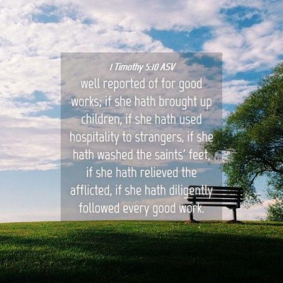 Picture 04 - 1 Timothy 5:10 ASV - well reported of for good works; if she hath - Bible Verse Picture