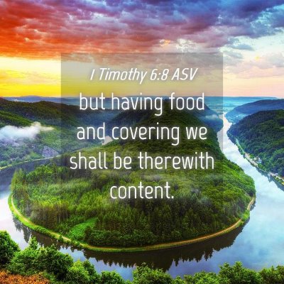 Picture 04 - 1 Timothy 6:8 ASV - but having food and covering we shall be - Bible Verse Picture