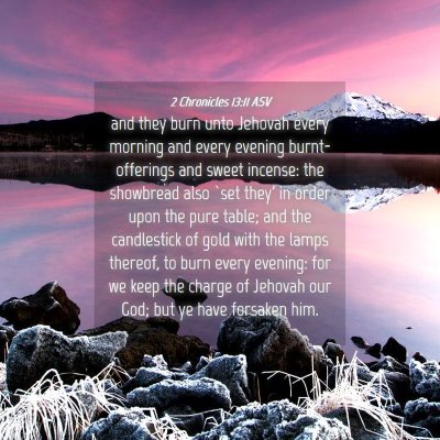 Picture 04 - 2 Chronicles 13:11 ASV - and they burn unto Jehovah every morning and - Bible Verse Picture