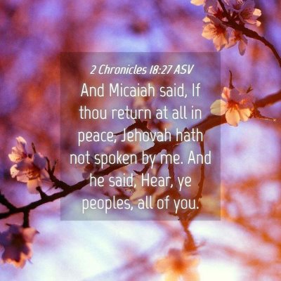 Picture 04 - 2 Chronicles 18:27 ASV - And Micaiah said, If thou return at all in peace, - Bible Verse Picture