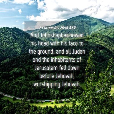 Picture 04 - 2 Chronicles 20:18 ASV - And Jehoshaphat bowed his head with his face to - Bible Verse Picture