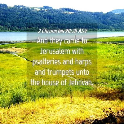 Picture 04 - 2 Chronicles 20:28 ASV - And they came to Jerusalem with psalteries and - Bible Verse Picture