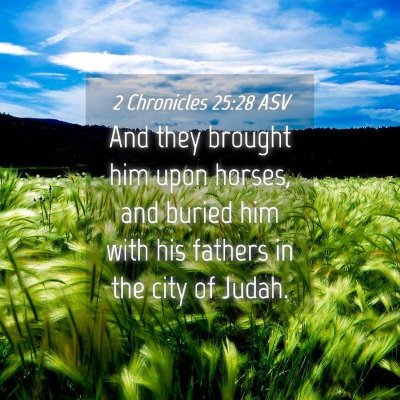 Picture 04 - 2 Chronicles 25:28 ASV - And they brought him upon horses, and buried him - Bible Verse Picture