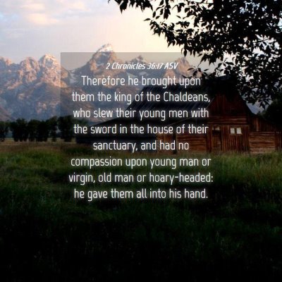 Picture 04 - 2 Chronicles 36:17 ASV - Therefore he brought upon them the king of the - Bible Verse Picture