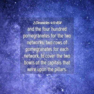 Picture 04 - 2 Chronicles 4:13 ASV - and the four hundred pomegranates for the two - Bible Verse Picture