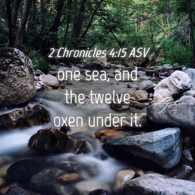 Picture 04 - 2 Chronicles 4:15 ASV - one sea, and the twelve oxen under - Bible Verse Picture