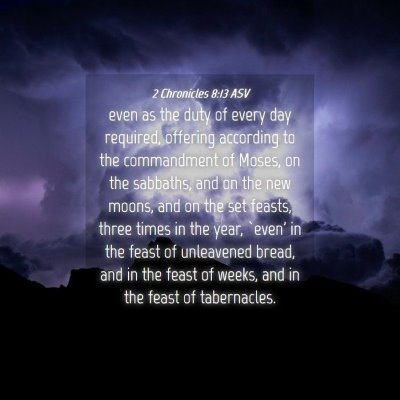 Picture 04 - 2 Chronicles 8:13 ASV - even as the duty of every day required, offering - Bible Verse Picture