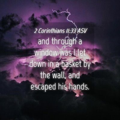 Picture 04 - 2 Corinthians 11:33 ASV - and through a window was I let down in a basket - Bible Verse Picture