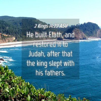 Picture 04 - 2 Kings 14:22 ASV - He built Elath, and restored it to Judah, after - Bible Verse Picture
