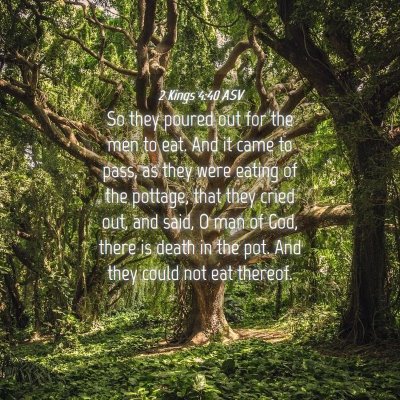 Picture 04 - 2 Kings 4:40 ASV - So they poured out for the men to eat. And it - Bible Verse Picture