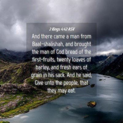 Picture 04 - 2 Kings 4:42 ASV - And there came a man from Baal-shalishah, and - Bible Verse Picture