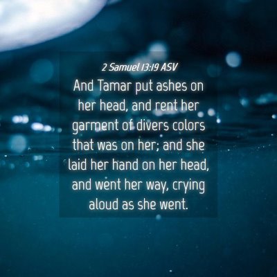 Picture 04 - 2 Samuel 13:19 ASV - And Tamar put ashes on her head, and rent her - Bible Verse Picture
