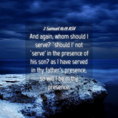 Picture 04 - 2 Samuel 16:19 ASV - And again, whom should I serve? `should I' not - Bible Verse Picture