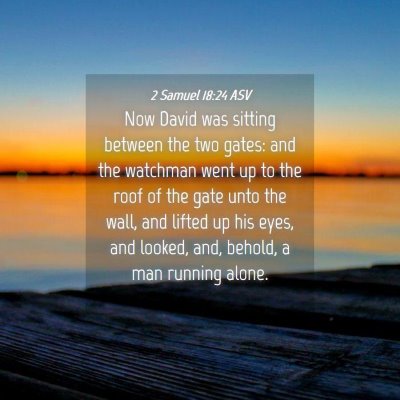 Picture 04 - 2 Samuel 18:24 ASV - Now David was sitting between the two gates: and - Bible Verse Picture