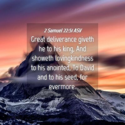 Picture 04 - 2 Samuel 22:51 ASV - Great deliverance giveth he to his king, And - Bible Verse Picture