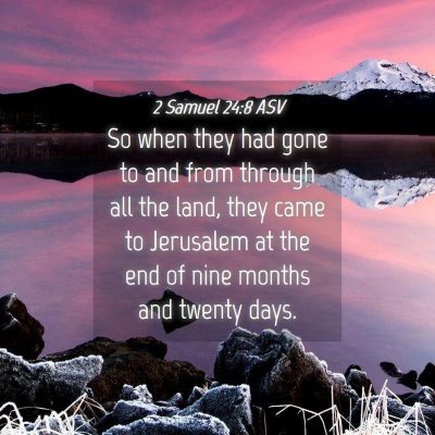 Picture 04 - 2 Samuel 24:8 ASV - So when they had gone to and from through all the - Bible Verse Picture