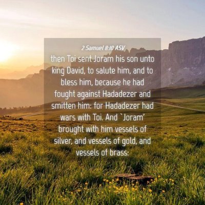 Picture 04 - 2 Samuel 8:10 ASV - then Toi sent Joram his son unto king David, to - Bible Verse Picture