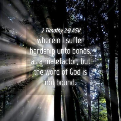 Picture 04 - 2 Timothy 2:9 ASV - wherein I suffer hardship unto bonds, as a - Bible Verse Picture